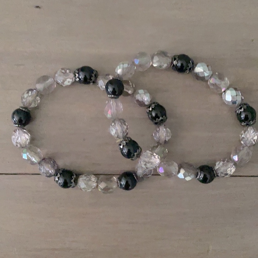 Black and Silver Bracelet Set
